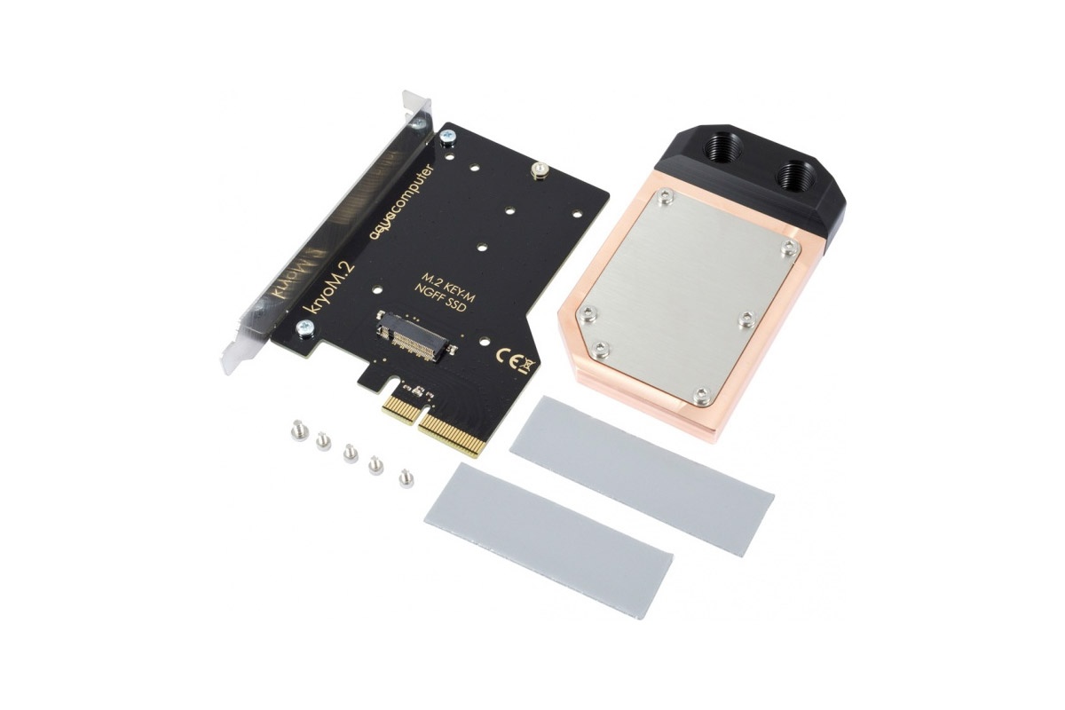 Aqua Computer kryom. 2 Evo PCIe 3.0 X4 Adaptateur pour M.2 NGFF Key avec Refroidisseur Passif PCIe SSD, M